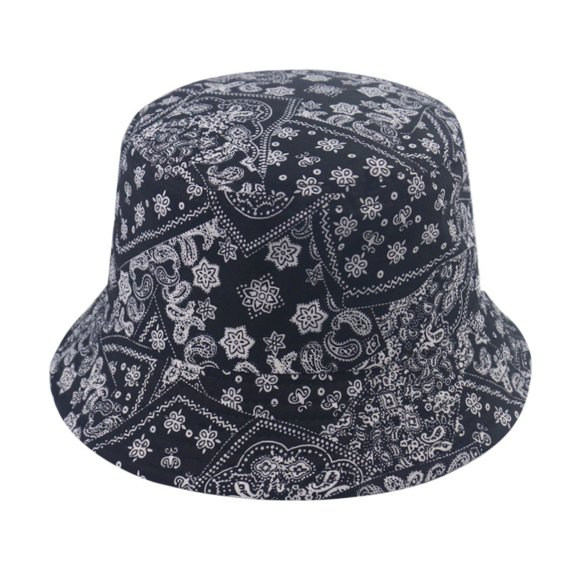 Панама з етнічним принтом, чорна, літня, одностороння