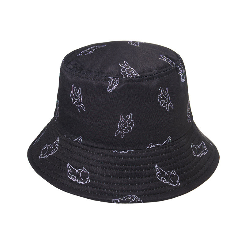 Панама із зайчиками, чорна, літня, одностороння