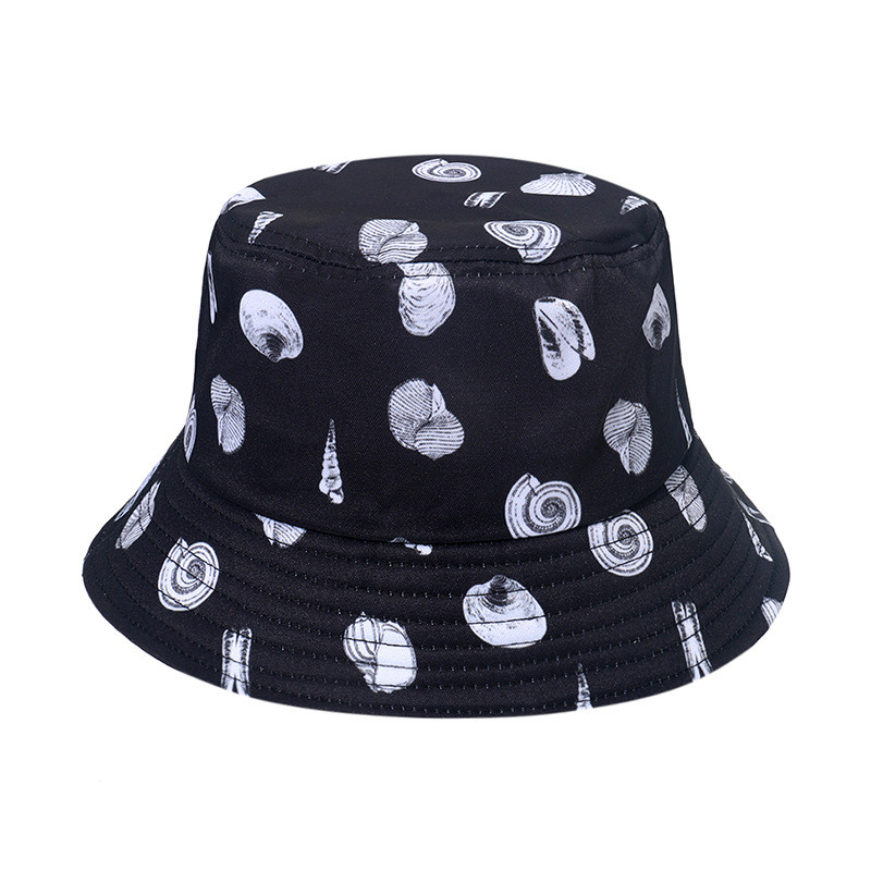 Панама з мушлями, чорна, літня, одностороння