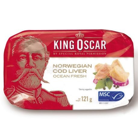 Печінка тріски King Oscar Cod Liver Ocean Fresh Кінг Оскар 115 г Ісландія, фото 1