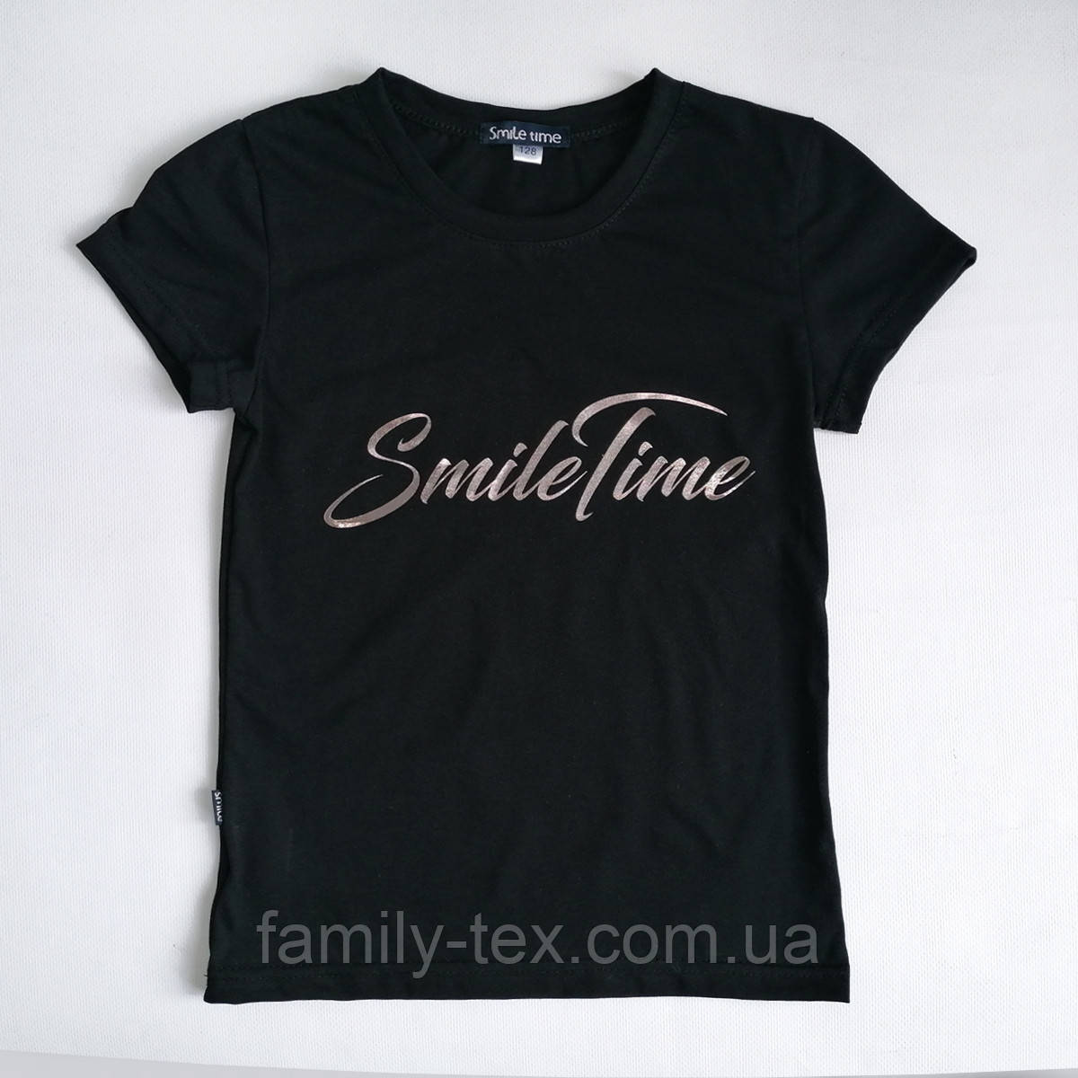 Чорна футболка для дівчаток, з принтом, SmileTime, фото 1