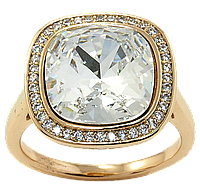 Кольцо Xuping Позолота 18K с кр-ми Swarovski "Кристалл Clear с цирконием, 17х17мм" р.16.5,17.5,18,19,19.5