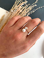 Кольцо женское позолота жемчуг, кольцо золотое медзолото размер 17.5