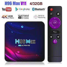 TV-Приставка H96 Max V11 4/32GB ROCKCHIP RK3318 (Андроид СмартТВ Приставка, Андроїд тв бокс)