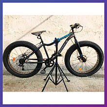 Велосипед фетбайк двоколісний на сталевій рамі Crosser Fat Bike 26" рама 16" чорно-синій