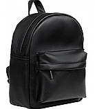 Жіночий чорний рюкзак BLACK JACK компактний з екошкіри для міста і подорожей, фото 5