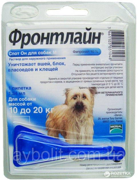 Краплі Merial Frontline Spot-on Dog M від бліх і кліщів для собак вагою 10-20 кг