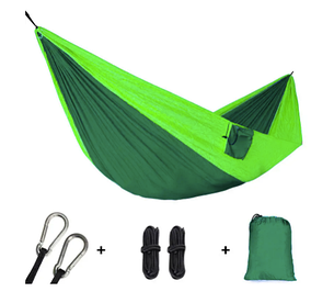 Підвісний туристичний нейлоновий гамак для кемпінгу, Hammock Net Green 263х135 см, зелений, фото 1