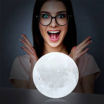 Нічник 3D світильник місяць Moon Touch Control 15 см, 5 режимів, фото 6