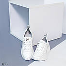 Шкіряні жіночі білі кросівки, фото 7