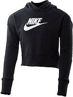 Толстовка подростковая Nike G NSW CLUB FT CROP HOODIE HBR черная DC7210-010