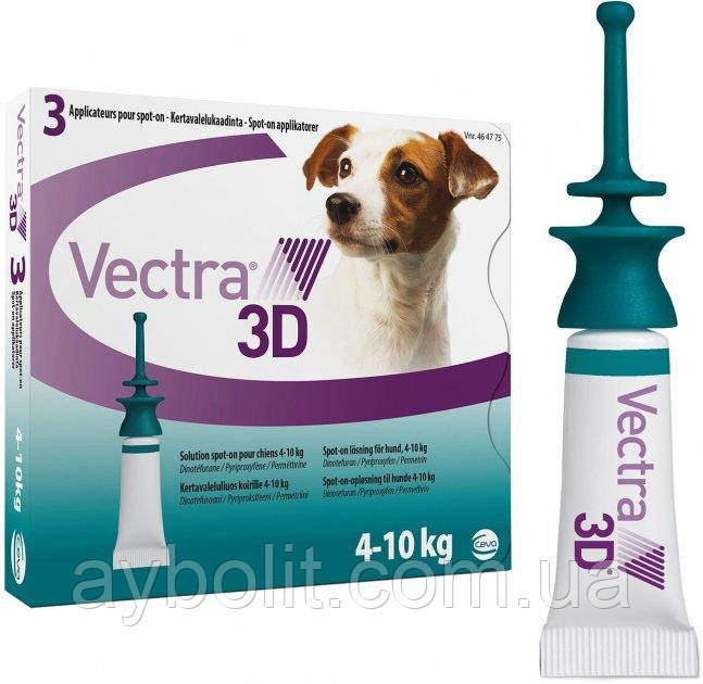 Краплі Ceva Вектра 3Д проти бліх і кліщів для собак і цуценят від 4 — 10 кг ціна за 1 піпетку., фото 1