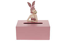 Коробка для серветок, Дівчинка — Зайчик, 20*12*21.5 см колір — рожевий (890-704)