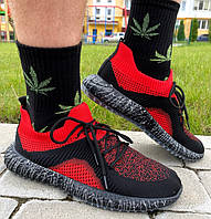 Молодежные мужские кроссовки из текстиля лето весна осень спортивные черно красные для тренажерного зала