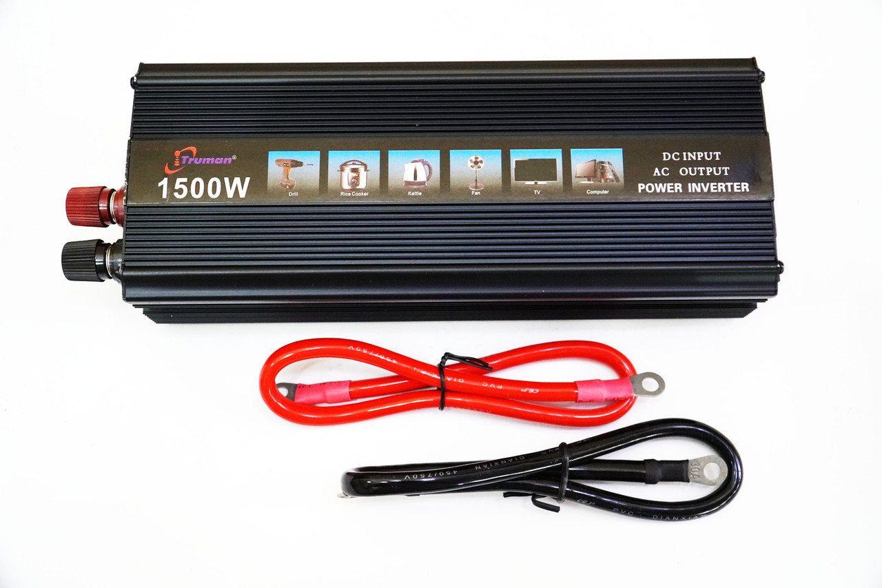 Перетворювач (інвертор) Trueman 12V-220 V 1500 W Black