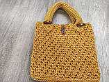 Золота В'язана гачком жіноча сумка - сумка для вечірок, фото 7