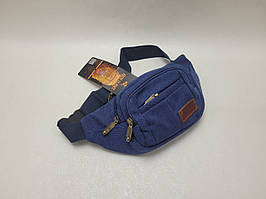 Сумка на пояс бананка чоловіча через плече брезентова темно-синя GOLD BE