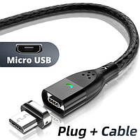 Магнітний кабель FONKEN microUSB (передавання даних/заряджання) USB/microUSB, нейлон, black