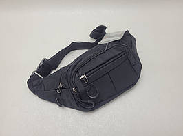 Сумка на пояс бананка чоловіча через плече тканинна чорна