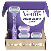 Бритвы Gillette Venus Extra Smooth Swirl для женщин, 1 бритва Venus, 4 сменные кассеты для бритвы