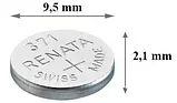 Батарейка Renata 371 Silver Oxide (SR920SW), 1.55V, оксид срібла, фото 2