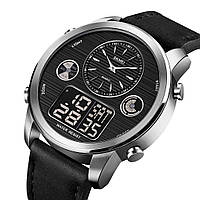 Чоловічий спортивний годинник Skmei 1653 (Чорний з сріблястим)