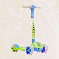 Самокат 3-колісний зі світними колесами складаний для дітей від 3 років (Зелений)