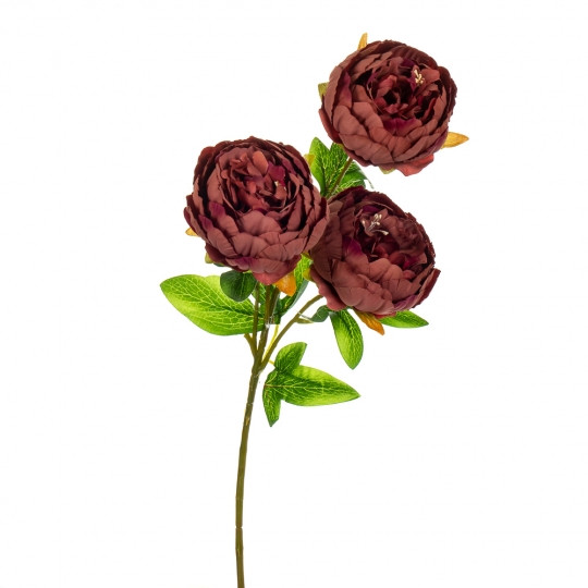 Букет, півонії з трьома бутонами, бордовий, 56 см, у пакованні 2 штуки. (8114-015)