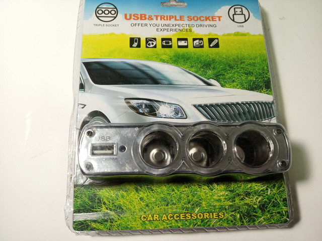 Трійник прикурювача з USB WF-0120 500ma, фото 1