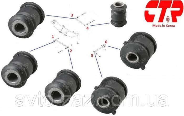 Сайлентблоки задних рычагов подвески Lacetti Лачетти CTR Корея 12 шт ...