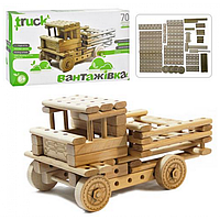 Деревянная игрушка Конструктор 01-102 грузовик,молоток,блоки, колесики, 70 детали.