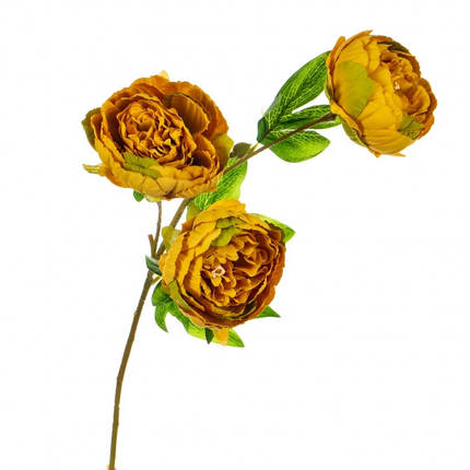 Букет, півонії з трьома бутонами, жовтогарячий, 56 см, у пакованні 12штуки. (8114-016), фото 1