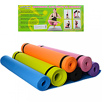 Йогомат M 0380-1 EVA,173-61 см, товщина 4 мм, 6 кольорів, в пакеті.