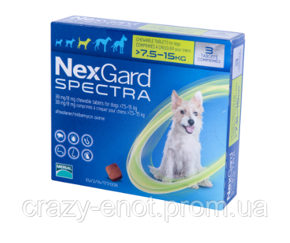 Нексгард Спектра 7,5-15 кг (М) таблетка от блох и клещей, цена 957 грн ...