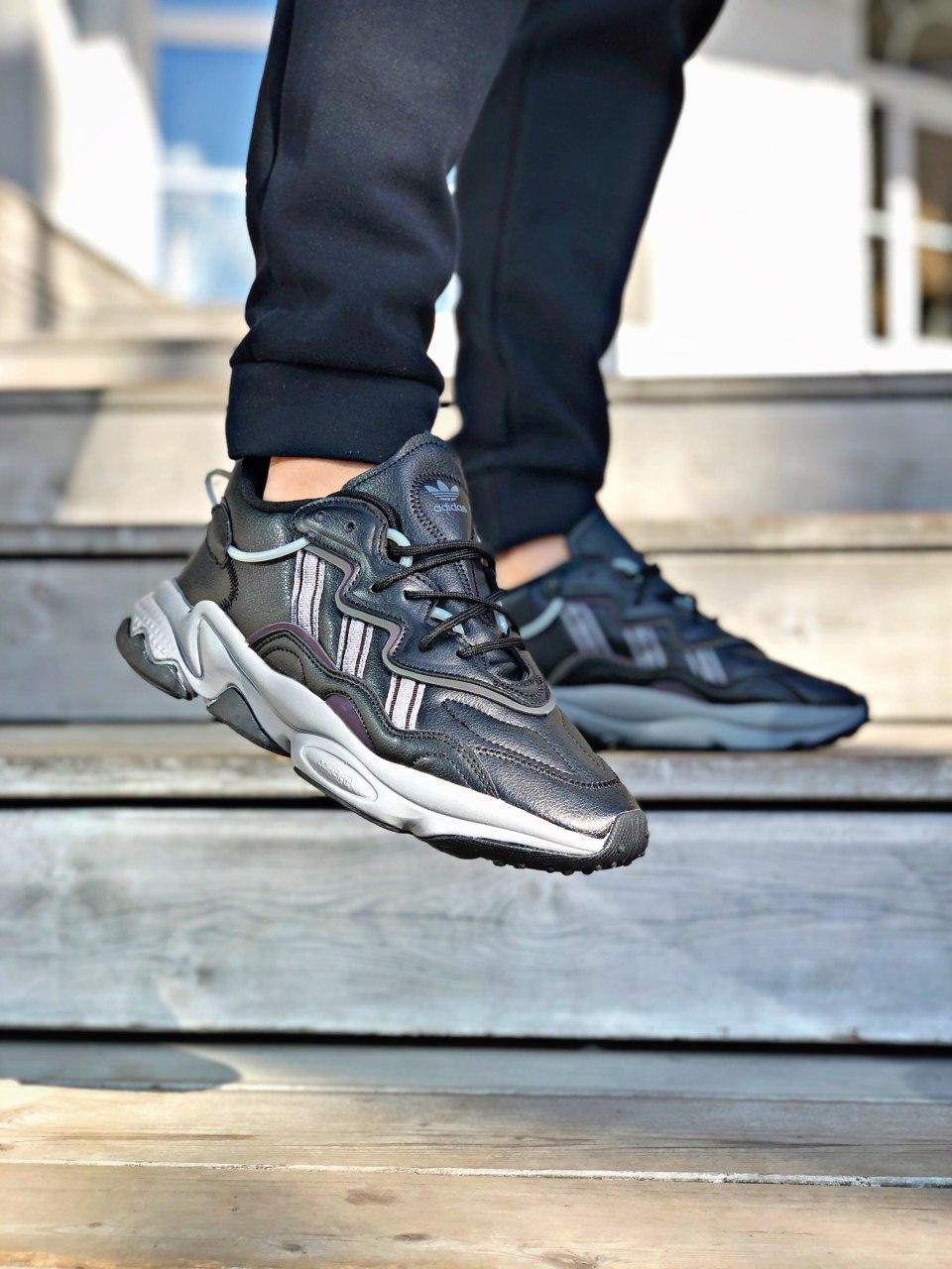 Кроссовки мужские черные Adidas Ozweego Adiprene pride (00334)