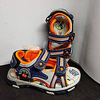 Босоніжки Том.м для хлопчика сірі з синім та помаранчевим ДШ