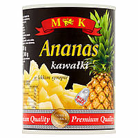Ананас кусочками в сиропе M&K Ananas kawalki 565г/340г Польша