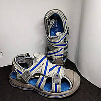 Босоніжки із закритим носком сірі із синім ДШ