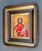 Кіот із закругленими кутами, з внутрішньою дерев'яною рамою та позолоченими штапіками, фото 4