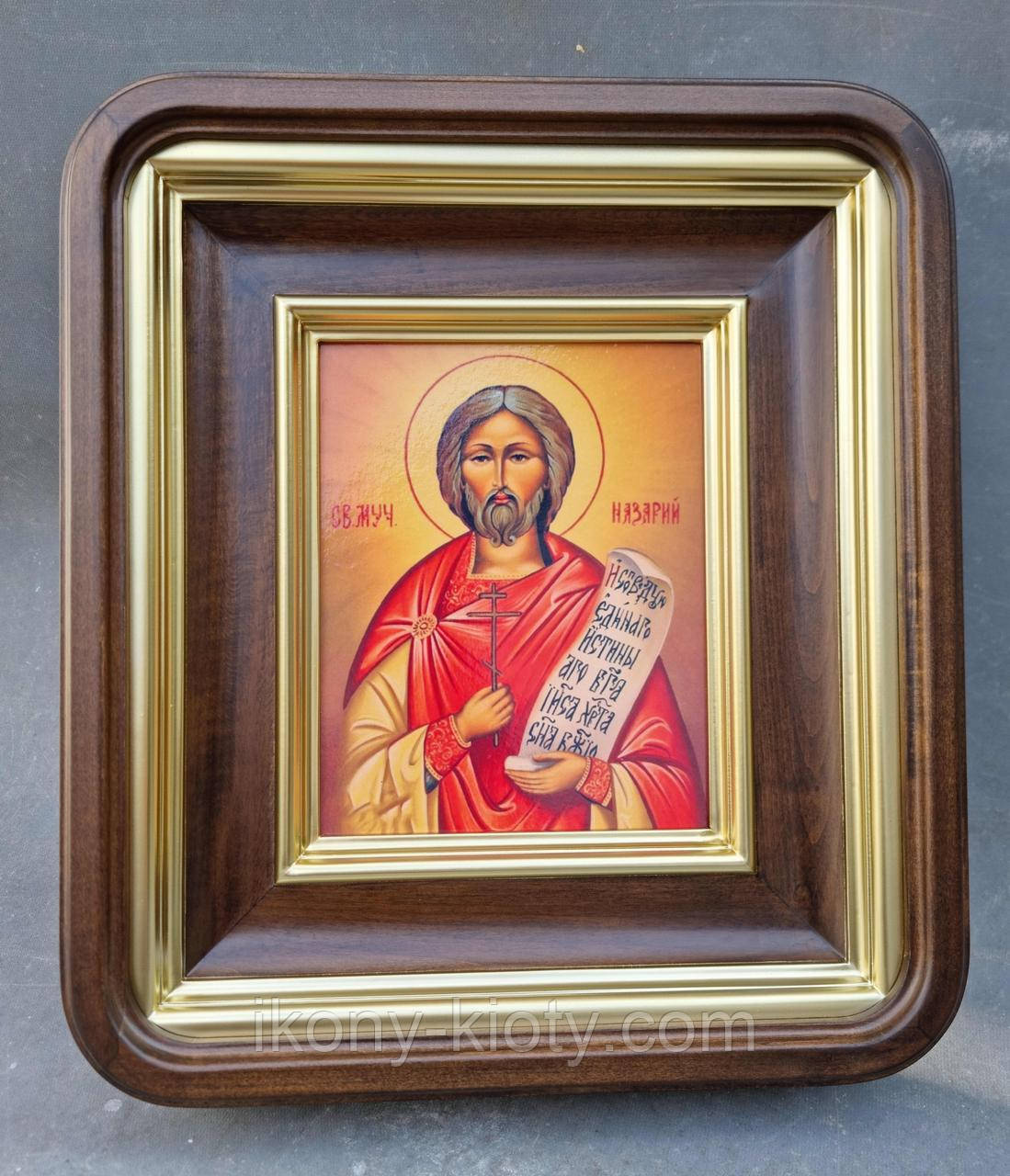 Кіот із закругленими кутами, з внутрішньою дерев'яною рамою та позолоченими штапіками, фото 1