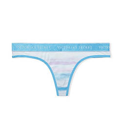 Бавовняні Трусики Стрінги Victoria's Secret Logo Thong Panty, Блакитні L