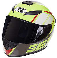 Мотошлем интеграл закрытый QKE салатовый L-XL / Шлем для мотоцикла / Мотоциклетный шлем на все лицо