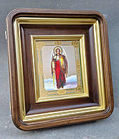 Кіот для ікони рівний із заокругленими кутами з внутрішньою дерев'яною рамою й золоченими штапіками, фото 3