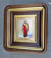 Кіот для ікони рівний із заокругленими кутами з внутрішньою дерев'яною рамою й золоченими штапіками, фото 4