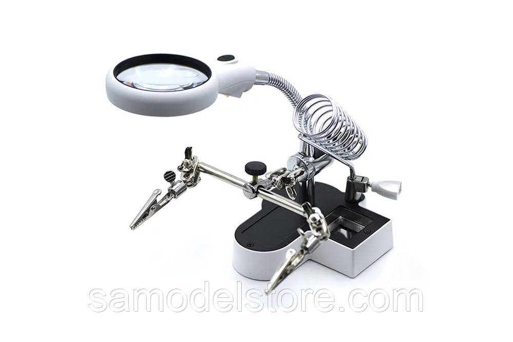 Лупа MG16126 третя рука, на гнучкому переході з підсвіткою, фото 1