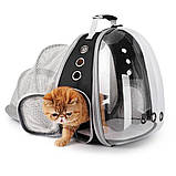 Рюкзак-переноска сумка для котів, собак з функцією намету - Чорний, фото 3