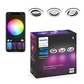 Стельові світильники Centura Philips Hue GU10 White and Color 350лм 50Вт 5.7W, Bluetooth, ZigBee, Apple HomeKit, 3 шт.