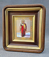 Кіот для ікони рівний із заокругленими кутами з внутрішньою дерев'яною рамою й золоченими штапіками, фото 8