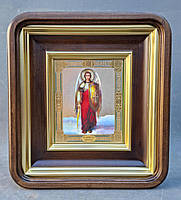 Кіот для ікони рівний із заокругленими кутами з внутрішньою дерев'яною рамою й золоченими штапіками, фото 2