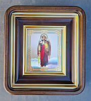 Кіот для ікони рівний із заокругленими кутами з внутрішньою дерев'яною рамою й золоченими штапіками, фото 10